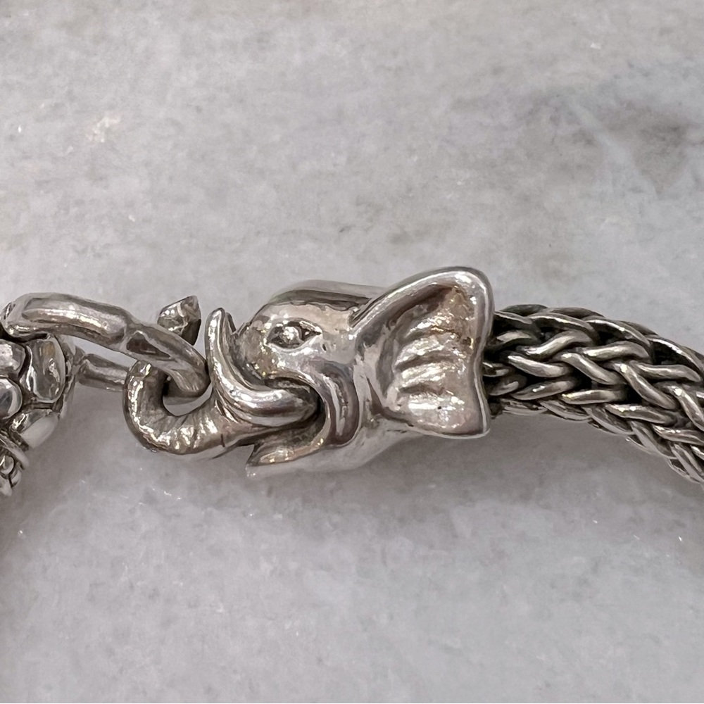 Sterling Silver Woven Link Elephant Bracelet - Picture 4 of 13